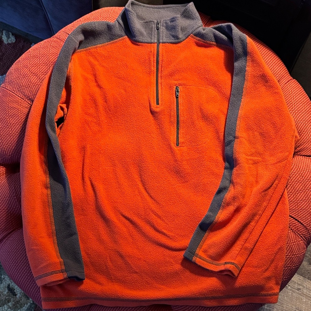 Boy's Orange and Gray Half-Zip Fleece (large 14-16)